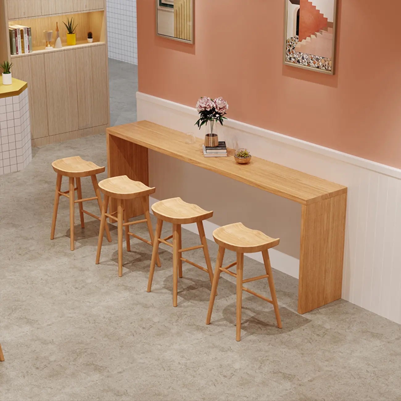 Minimalist Solid Wood Bar Height Table in 72 inch for 8 People Image - 2 | homeyfad
