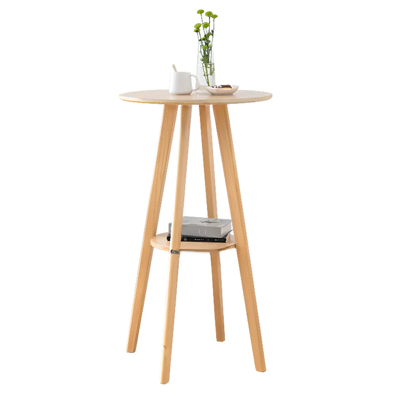 Nordic Wooden 36 inches Round Bar Table Set with Footrest Image - 2 | homeyfad