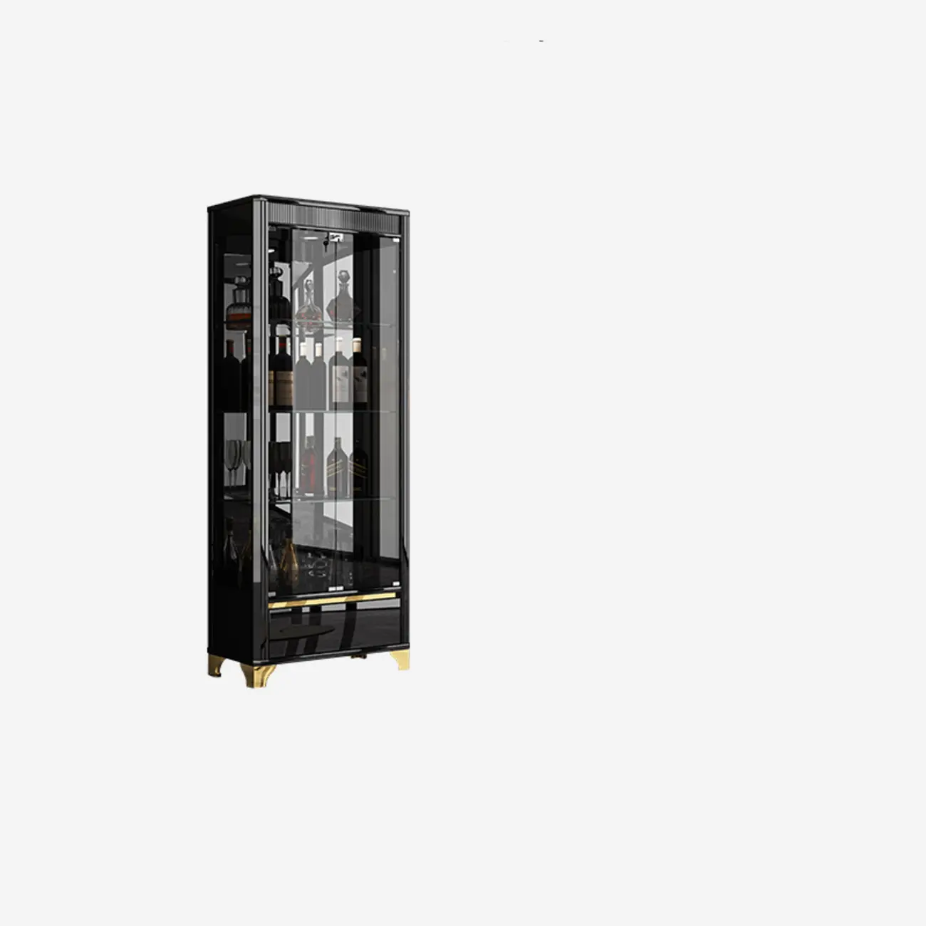 Modern Black Glass Display Cabinet with Storage for Living Room Image - 9 | homeyfad