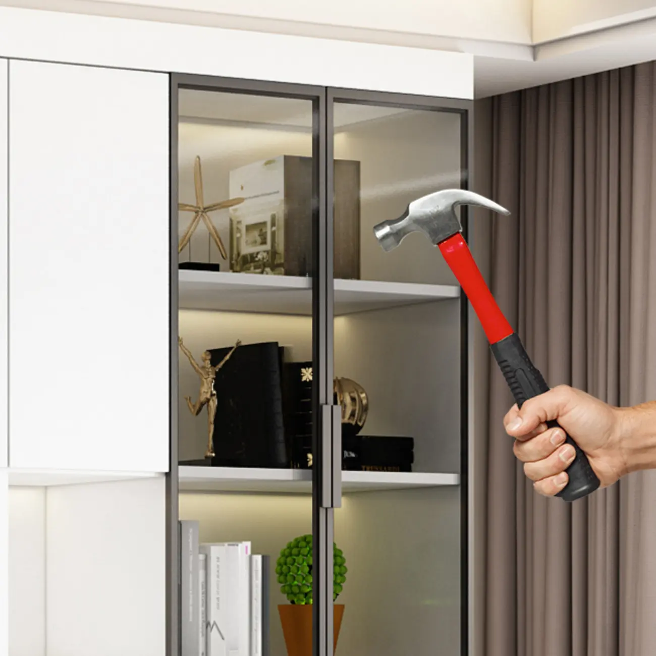 Modern Wooden Display Cabinet with Glass Shelves Image - 14 | homeyfad