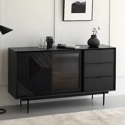 Modern Black Rectangle Cabinet for Living Room with Drawers Image - 1