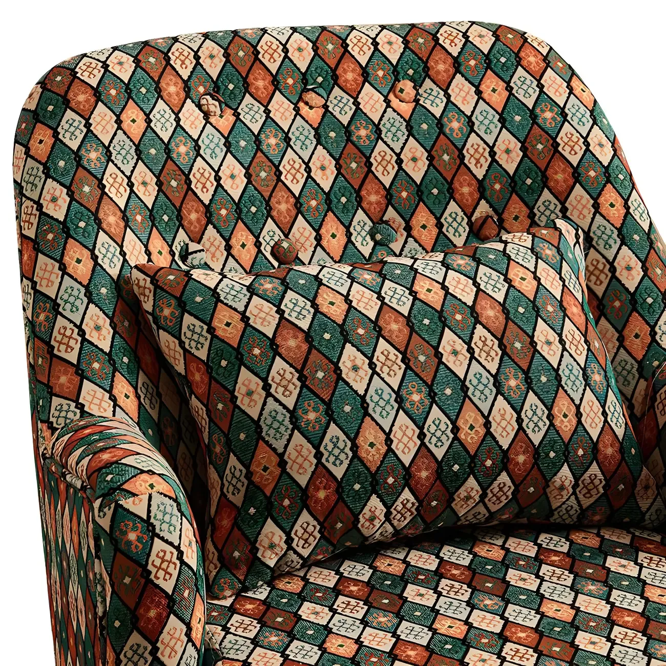 Scandinavian Patterned Upholstery Lounge Chair Image - 15