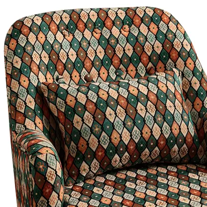 Scandinavian Patterned Upholstery Lounge Chair Image - 15