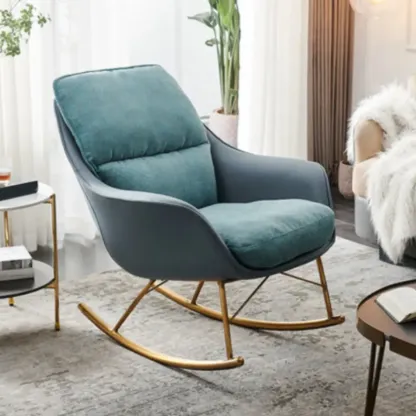 Houndstooth Upholstered Rocking Chair with Track Arm Image - 9
