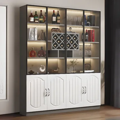 Stylish Glass Display Cabinet with Shelves & Lighting for Kitchen Image - 23