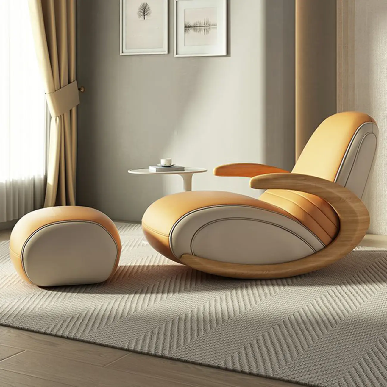 Modern Upholstered Wood Rocking Chair with Optional Ottoman Image - 1 | homeyfad