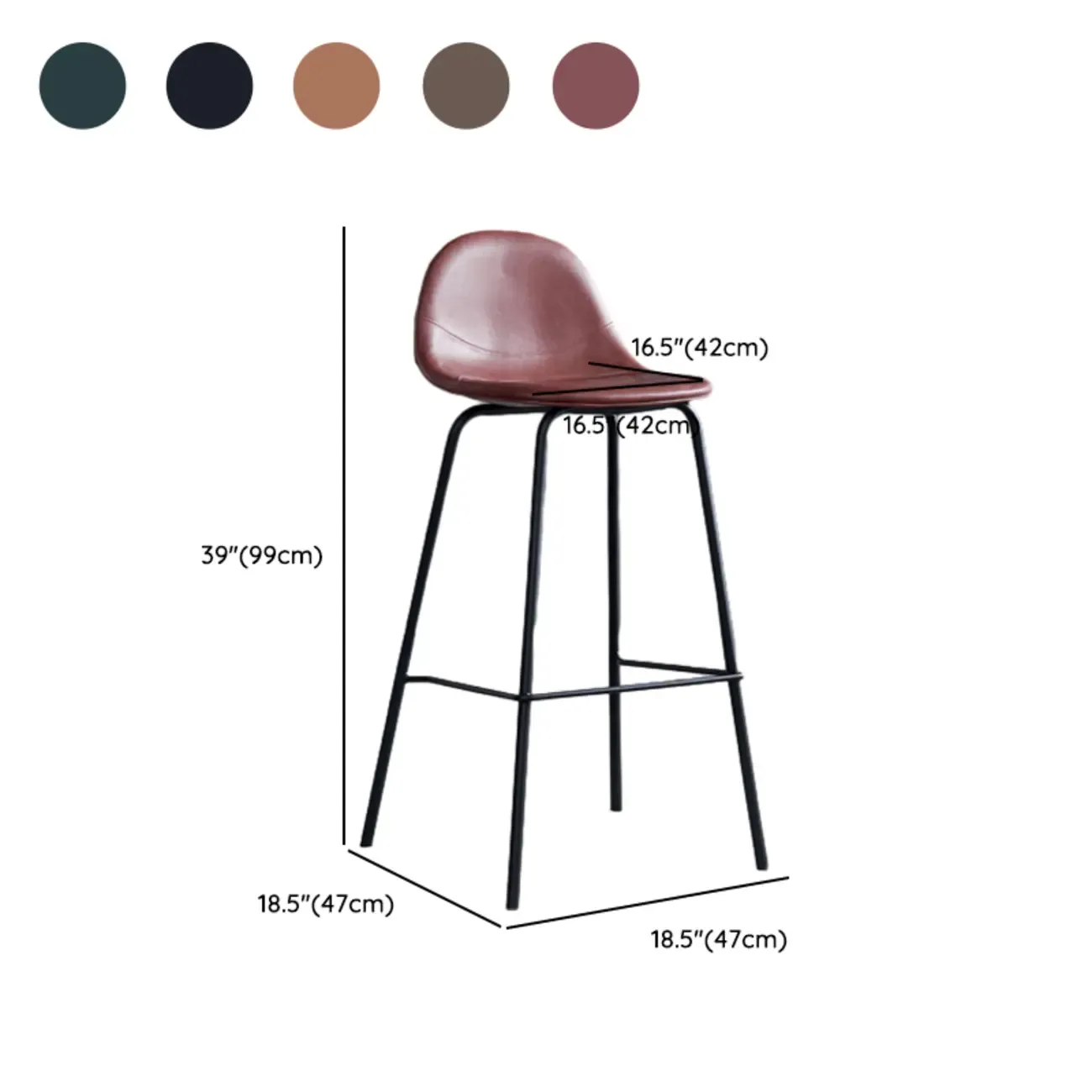 Modern Leather Bar Stools with Backrest for Home #size