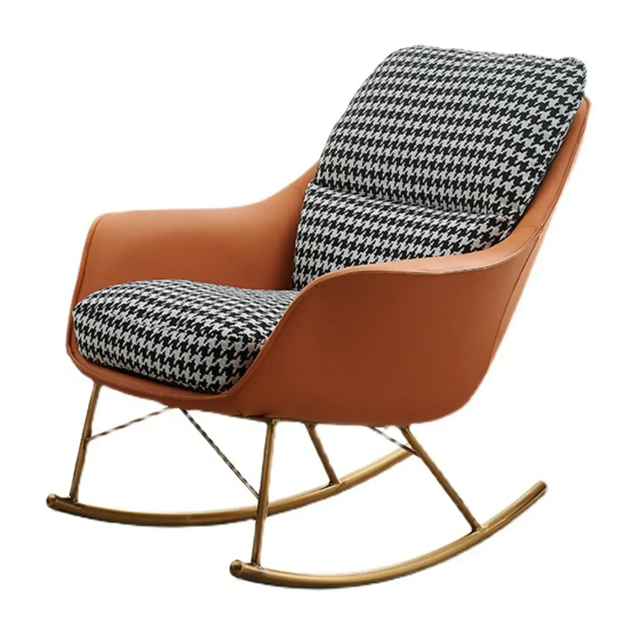 Houndstooth Upholstered Rocking Chair with Track Arm Image - 10