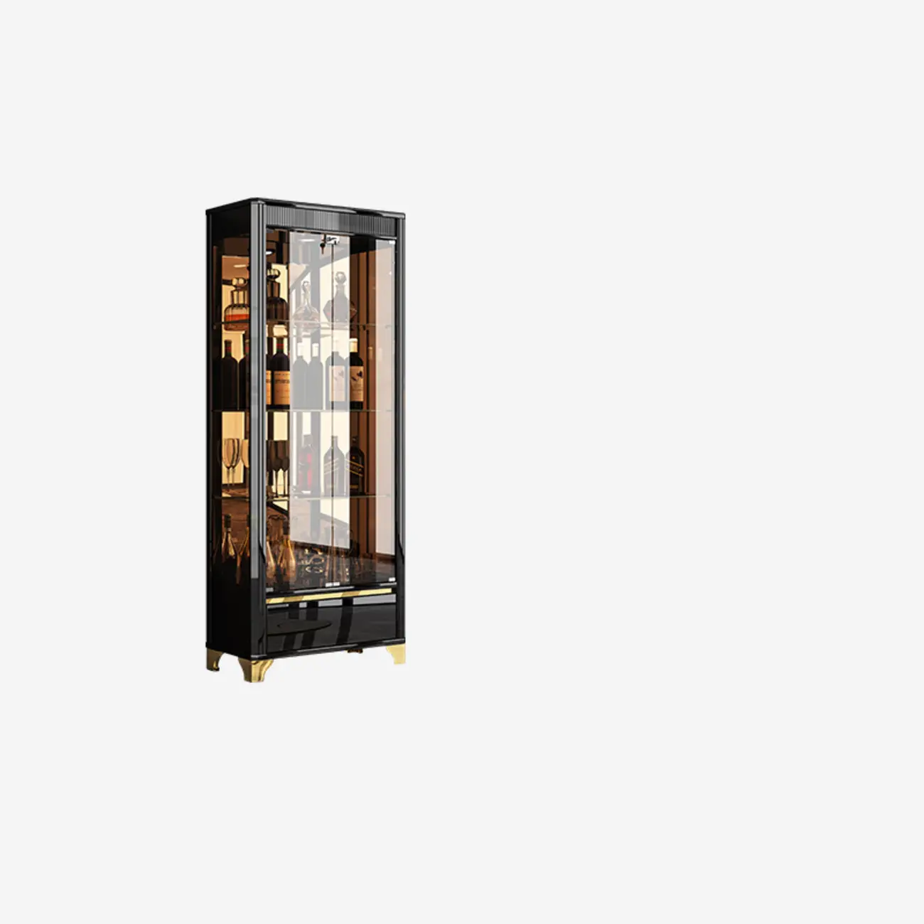 Modern Black Glass Display Cabinet with Storage for Living Room Image - 12 | homeyfad