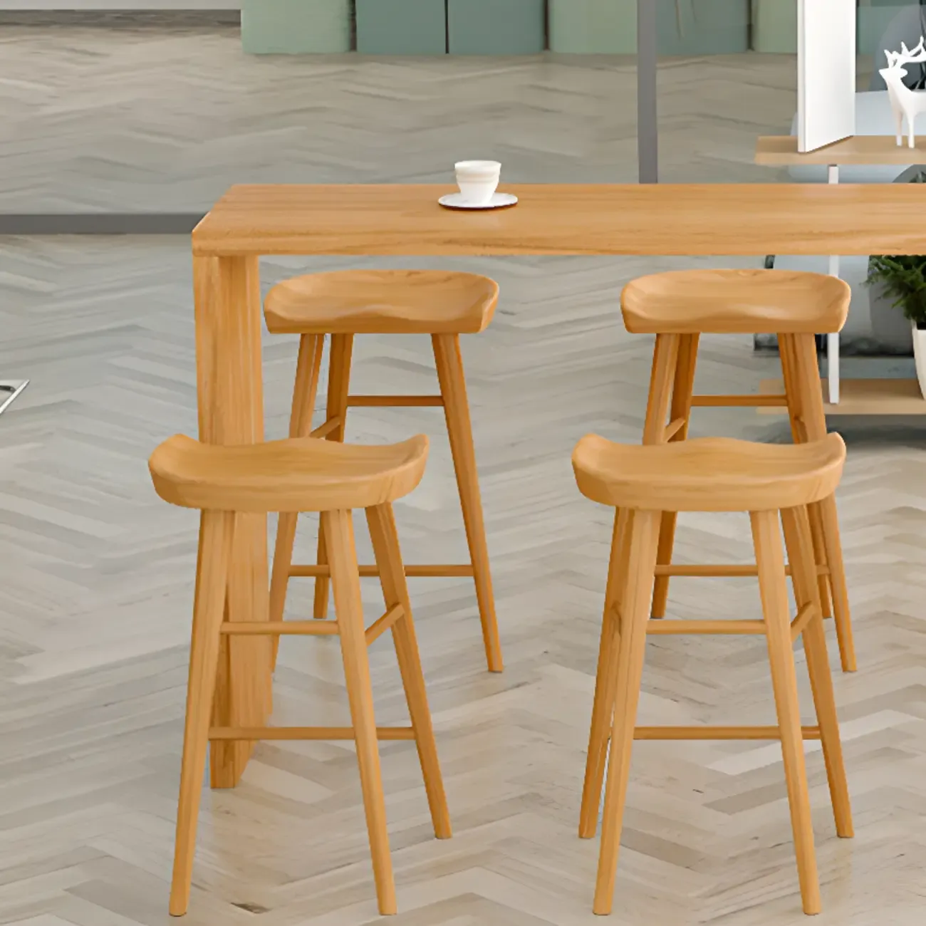 Minimalist Solid Wood Bar Height Table in 72 inch for 8 People Image - 6