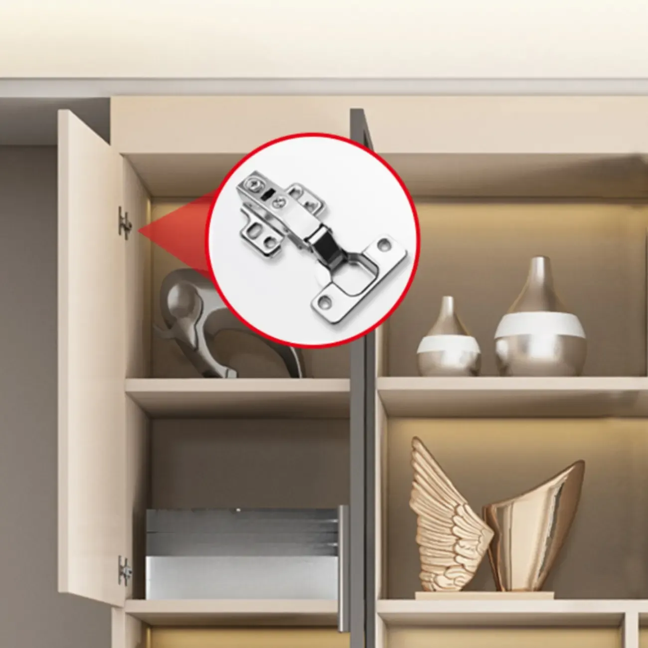 Modern Wooden Display Cabinet with Glass Shelves Image - 18