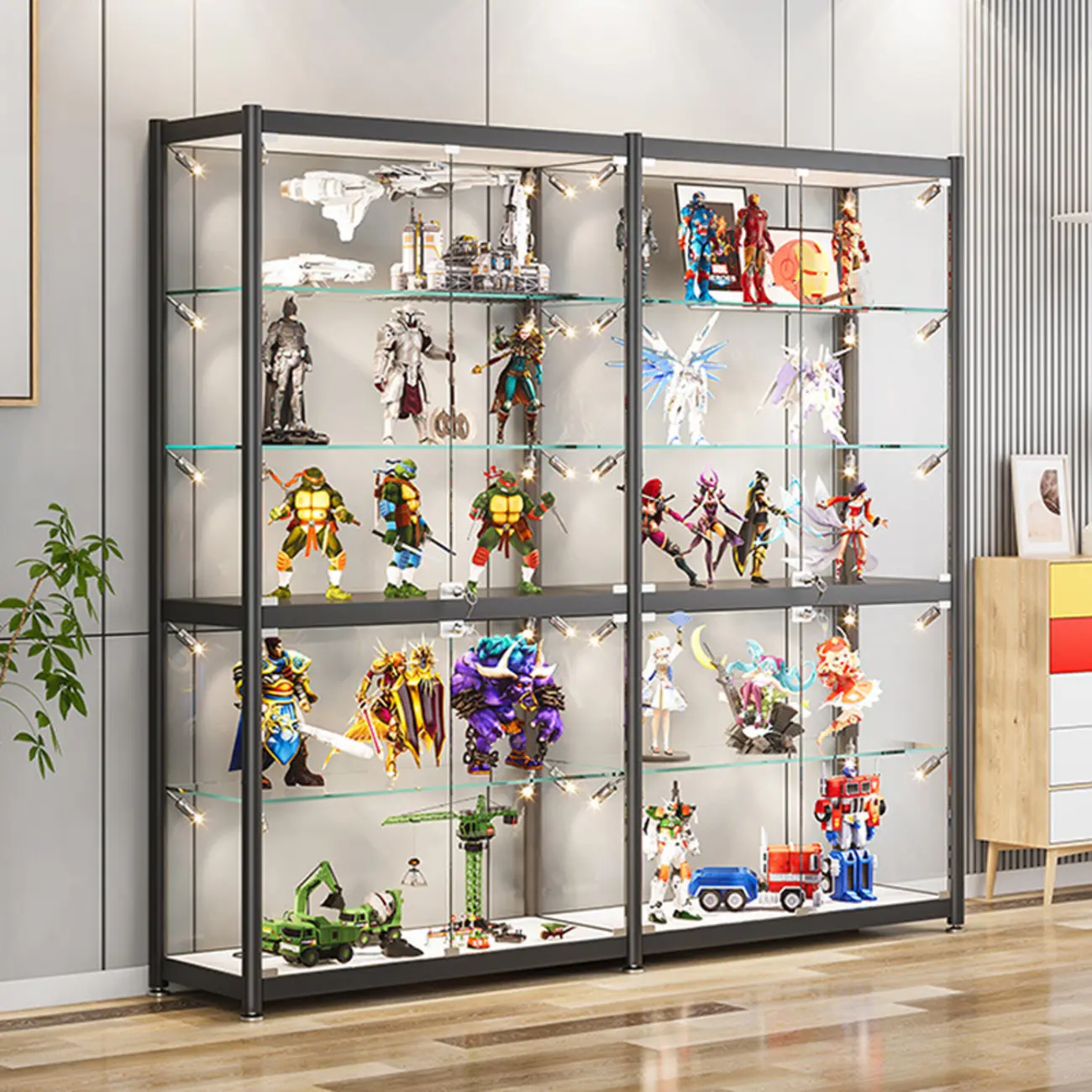 Metal Glass Display Cabinet Modern for Collectibles Image - 3 | homeyfad