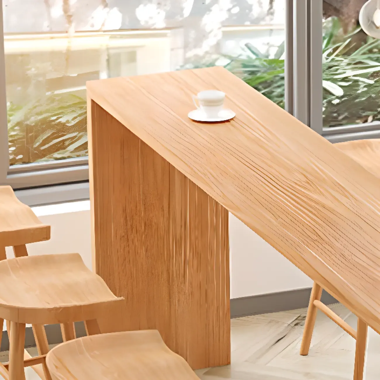 Minimalist Solid Wood Bar Height Table in 72 inch for 8 People Image - 7