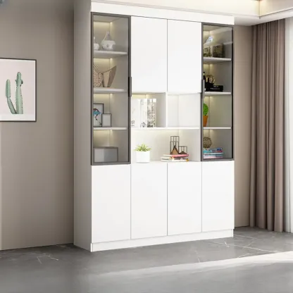 Modern Wooden Display Cabinet with Glass Shelves Image - 19