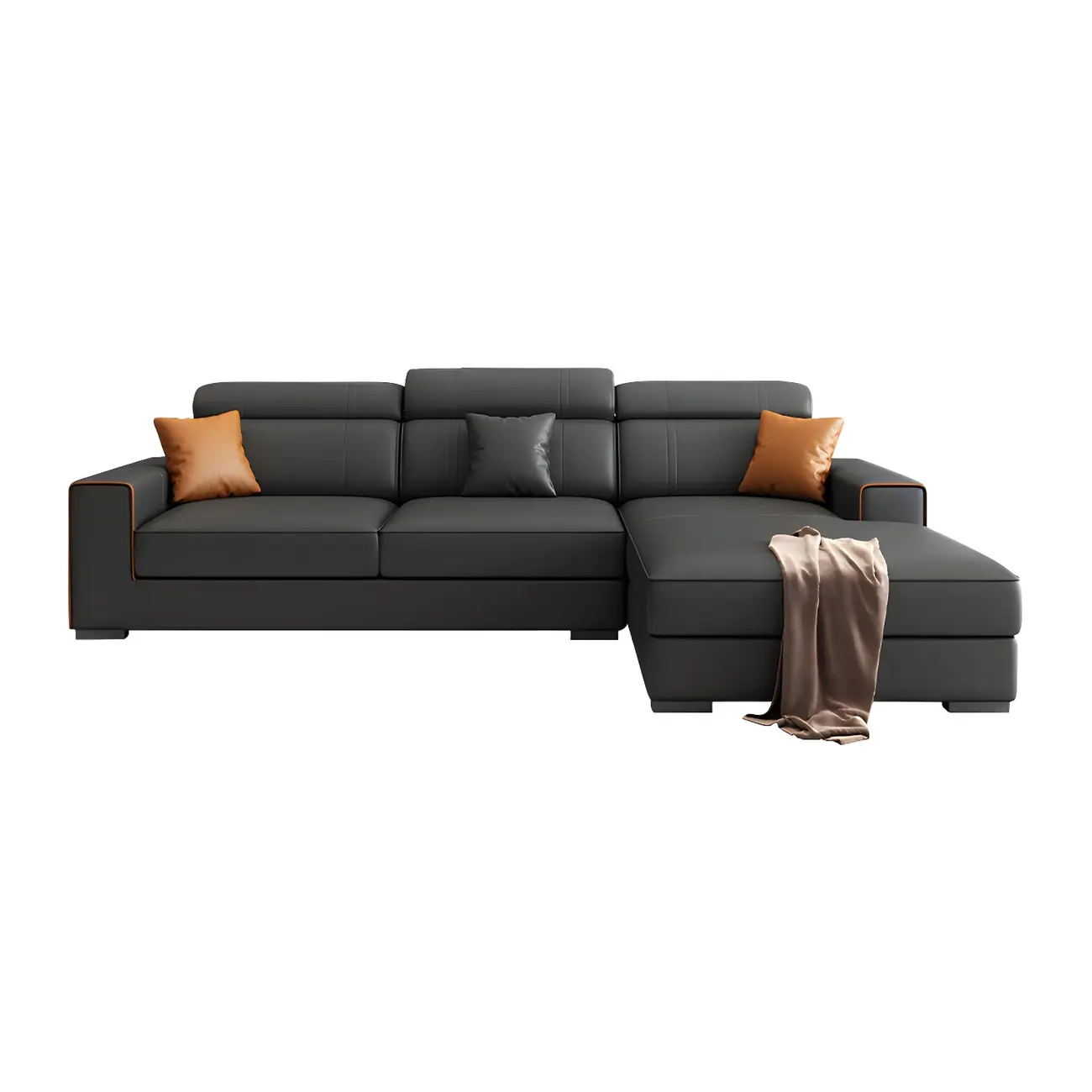 Scandinavian Dark Gray Sectional Sofa with stain-resistant Image - 2 | homeyfad