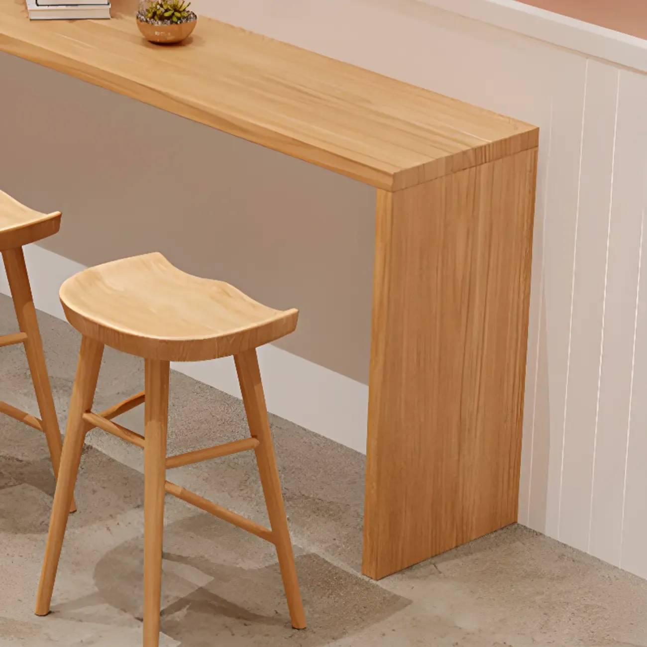 Minimalist Solid Wood Bar Height Table in 72 inch for 8 People Image - 8