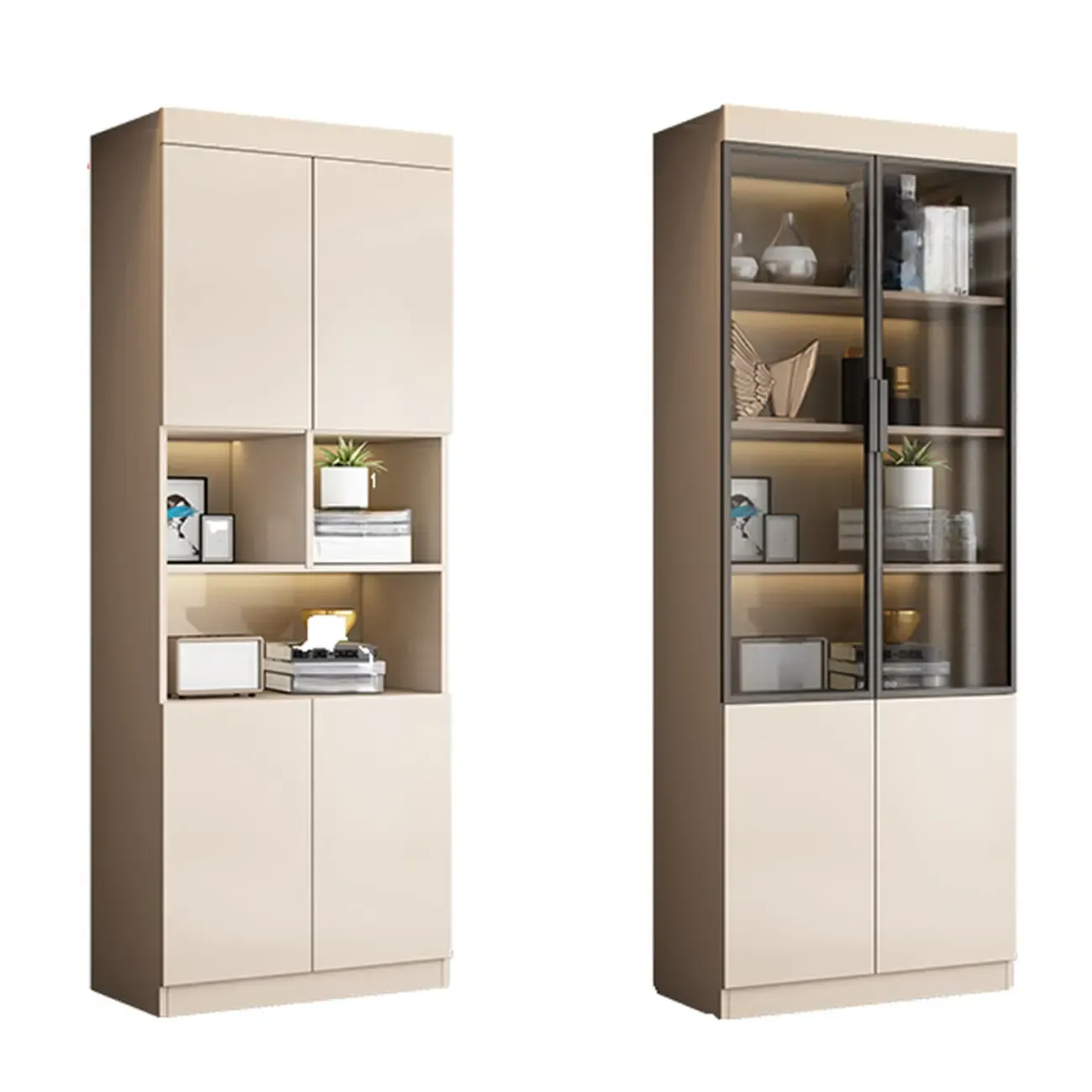 Modern Wooden Display Cabinet with Glass Shelves Image - 20