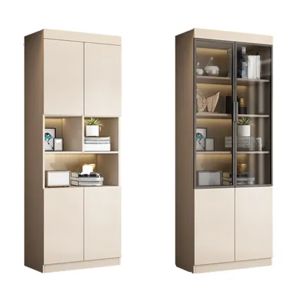 Modern Wooden Display Cabinet with Glass Shelves Image - 20