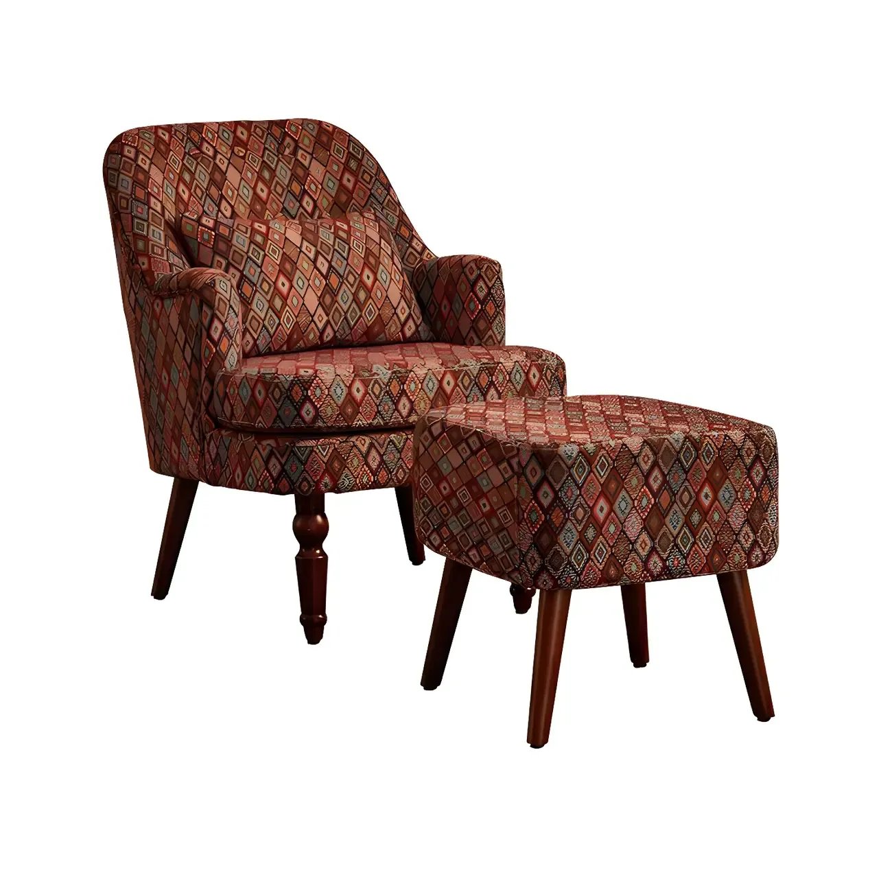 Scandinavian Patterned Upholstery Lounge Chair Image - 17