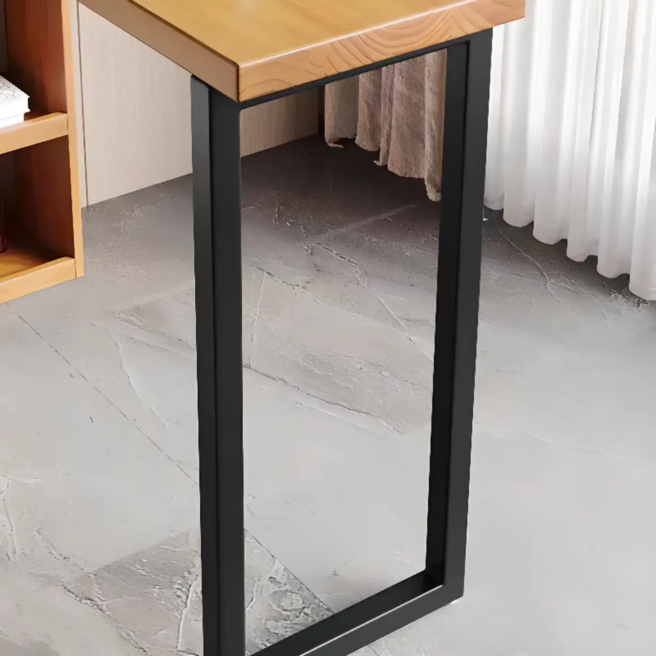 Nordic Pine Wood Rectangular Bar Table with Storage Rack for Dining Room Image - 10