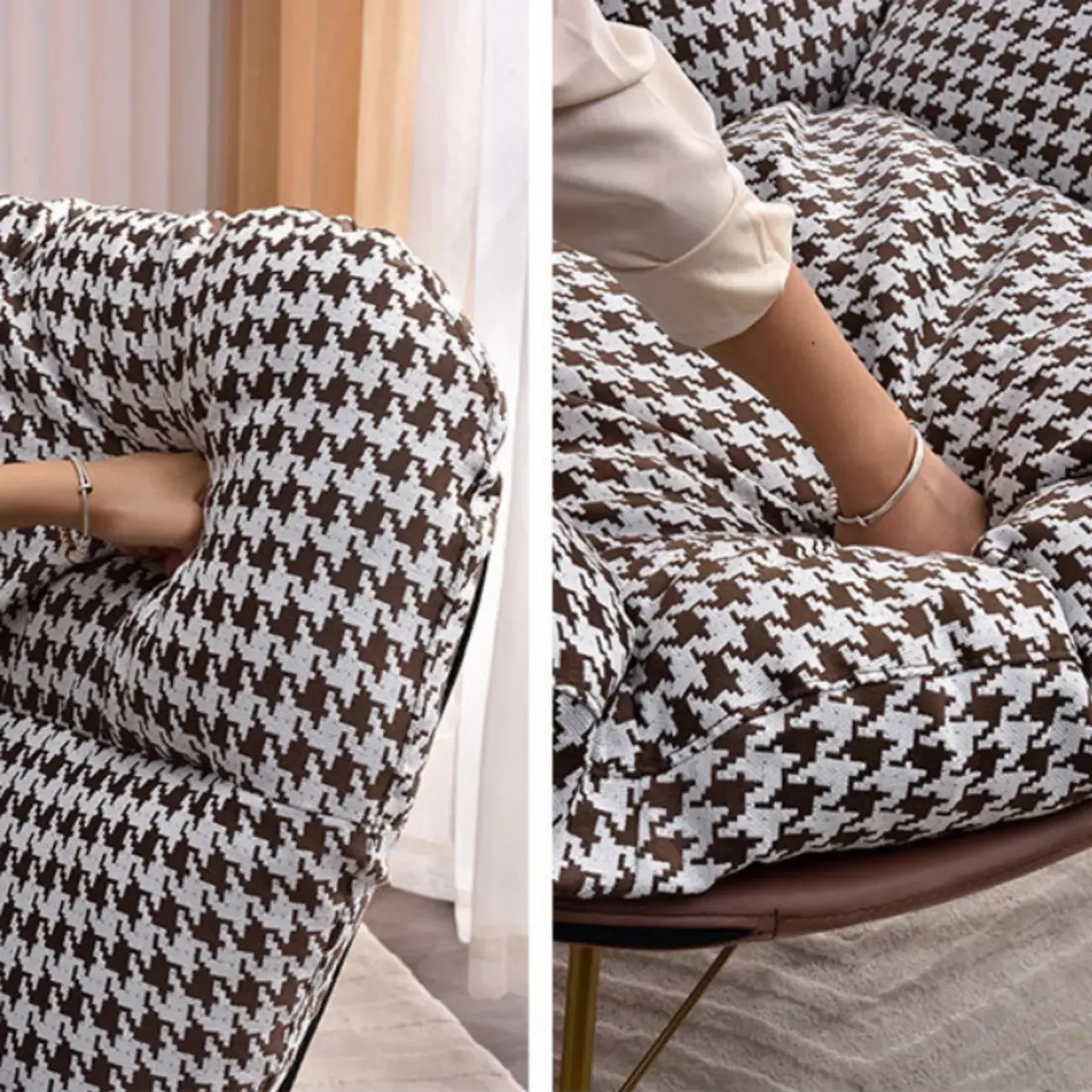 Modern Ergonomic Wingback Rocking Chair with Upholstered Image - 10