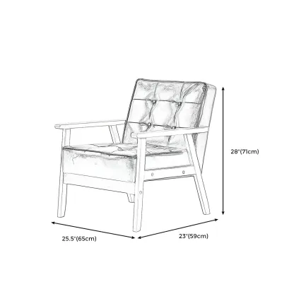 Modern Leather Tufted Accent Chair with Wood Frame #size