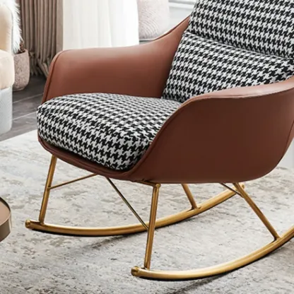 Houndstooth Upholstered Rocking Chair with Track Arm Image - 15