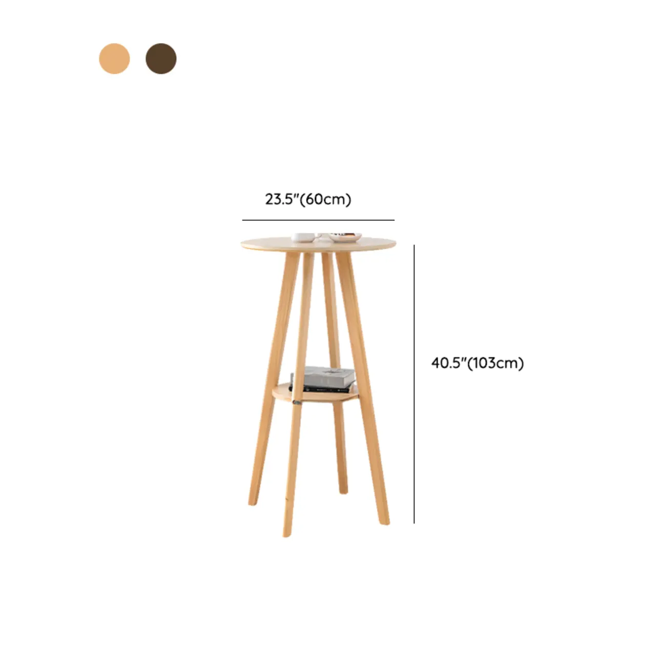 Nordic Wooden 36 inches Round Bar Table Set with Footrest #size | homeyfad