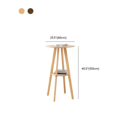 Nordic Wooden 36 inches Round Bar Table Set with Footrest #size