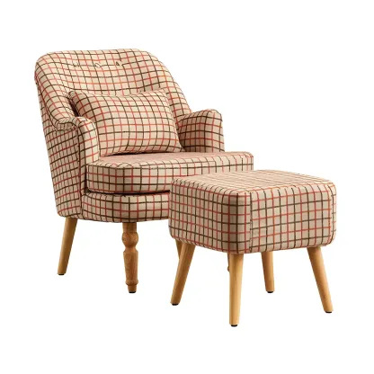 Scandinavian Patterned Upholstery Lounge Chair Image - 6