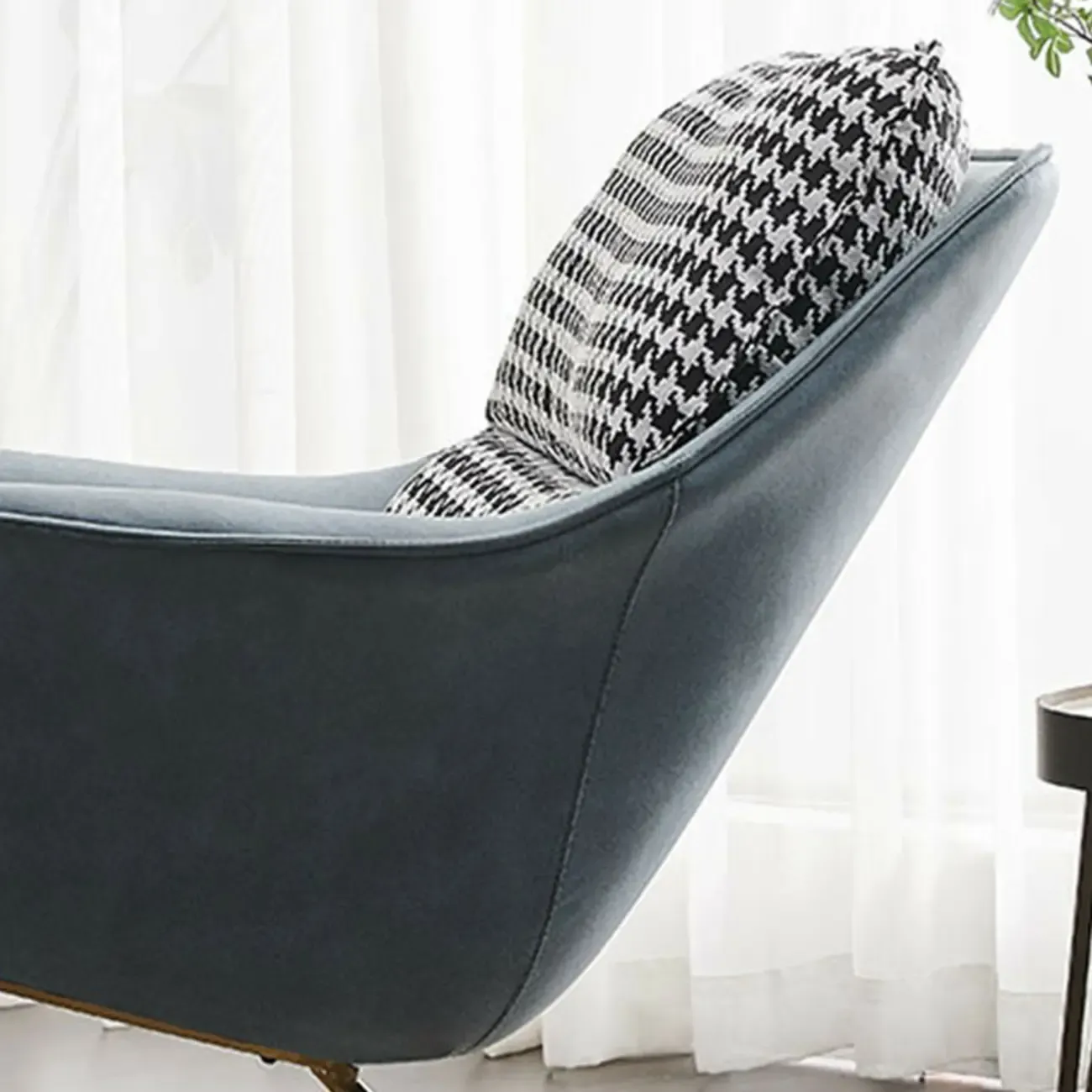 Houndstooth Upholstered Rocking Chair with Track Arm Image - 16