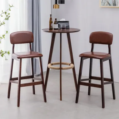 Modern Wooden Height Bar Table with Round Stools for Bistro Image - 1