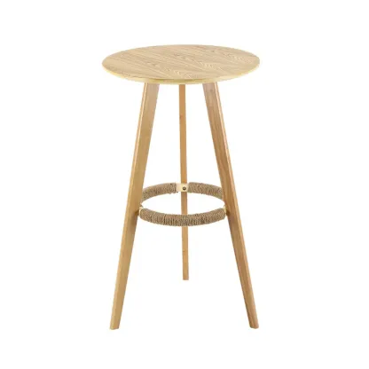 Modern Wooden Height Bar Table with Round Stools for Bistro Image - 2