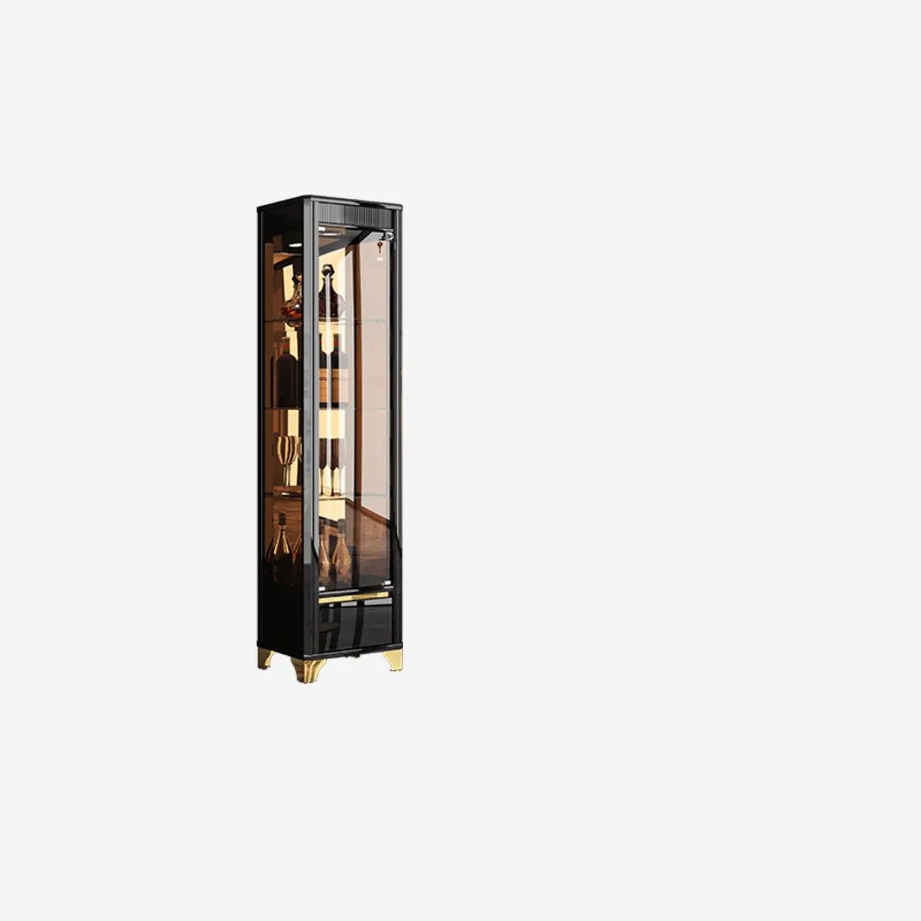 Modern Black Glass Display Cabinet with Storage for Living Room Image - 21 | homeyfad