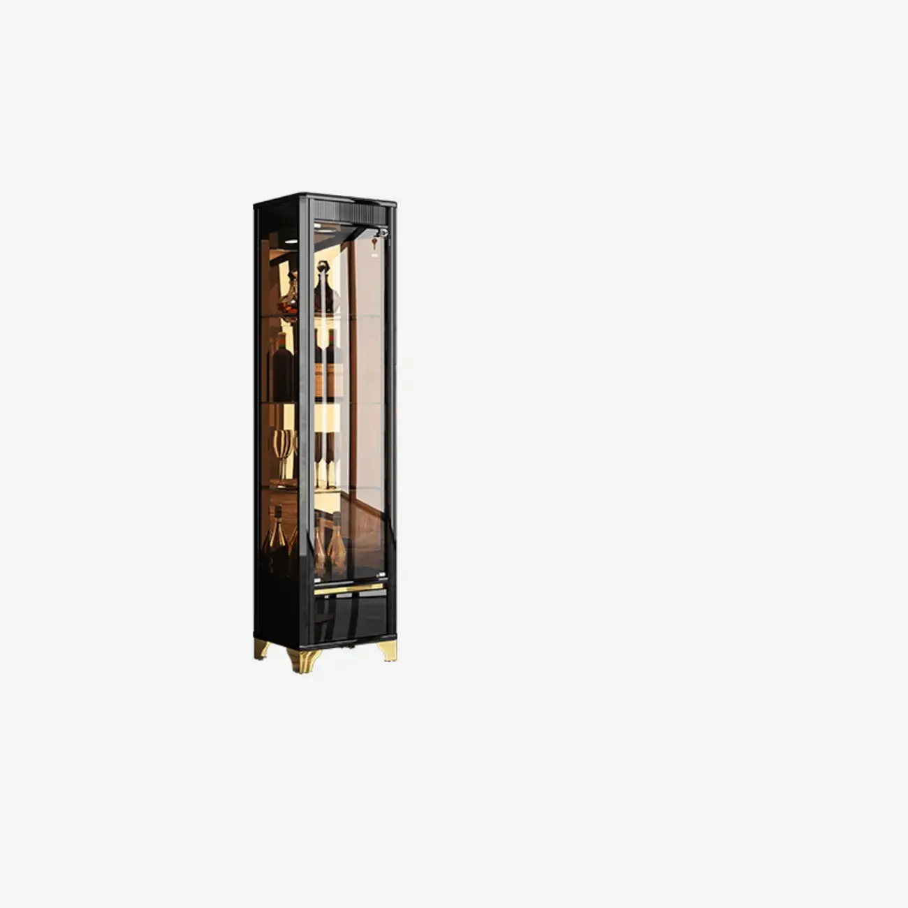 Modern Black Glass Display Cabinet with Storage for Living Room Image - 21