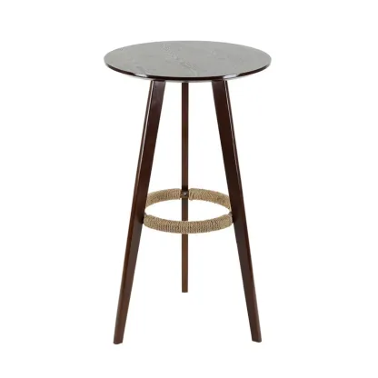 Modern Wooden Height Bar Table with Round Stools for Bistro Image - 3