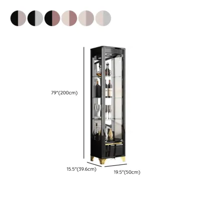 Modern Black Glass Display Cabinet with Storage for Living Room #size