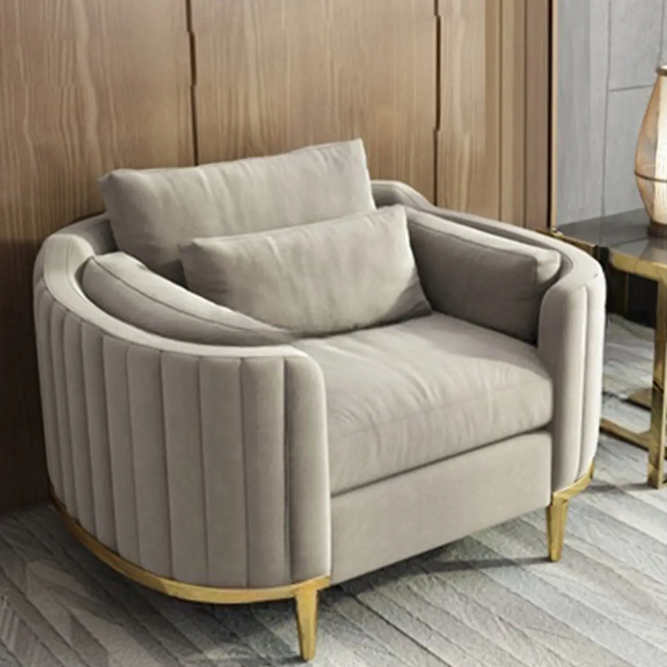 Modern Flannel Armchair with Pillow for Living Room Image - 1 | homeyfad