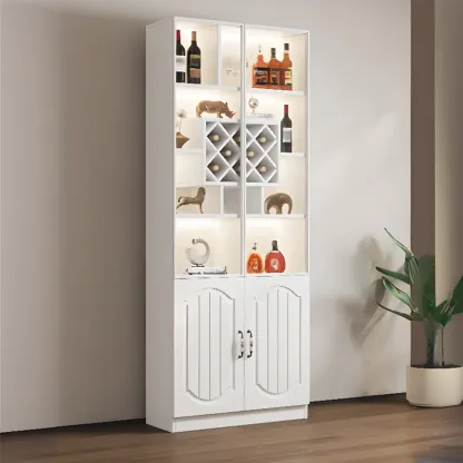 Stylish Glass Display Cabinet with Shelves & Lighting for Kitchen Image - 34