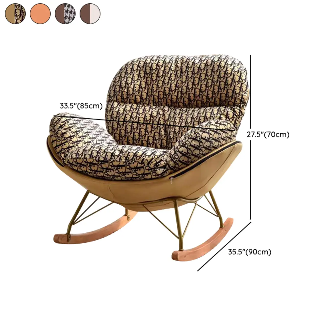 Modern Ergonomic Wingback Rocking Chair with Upholstered Image - 15 | homeyfad