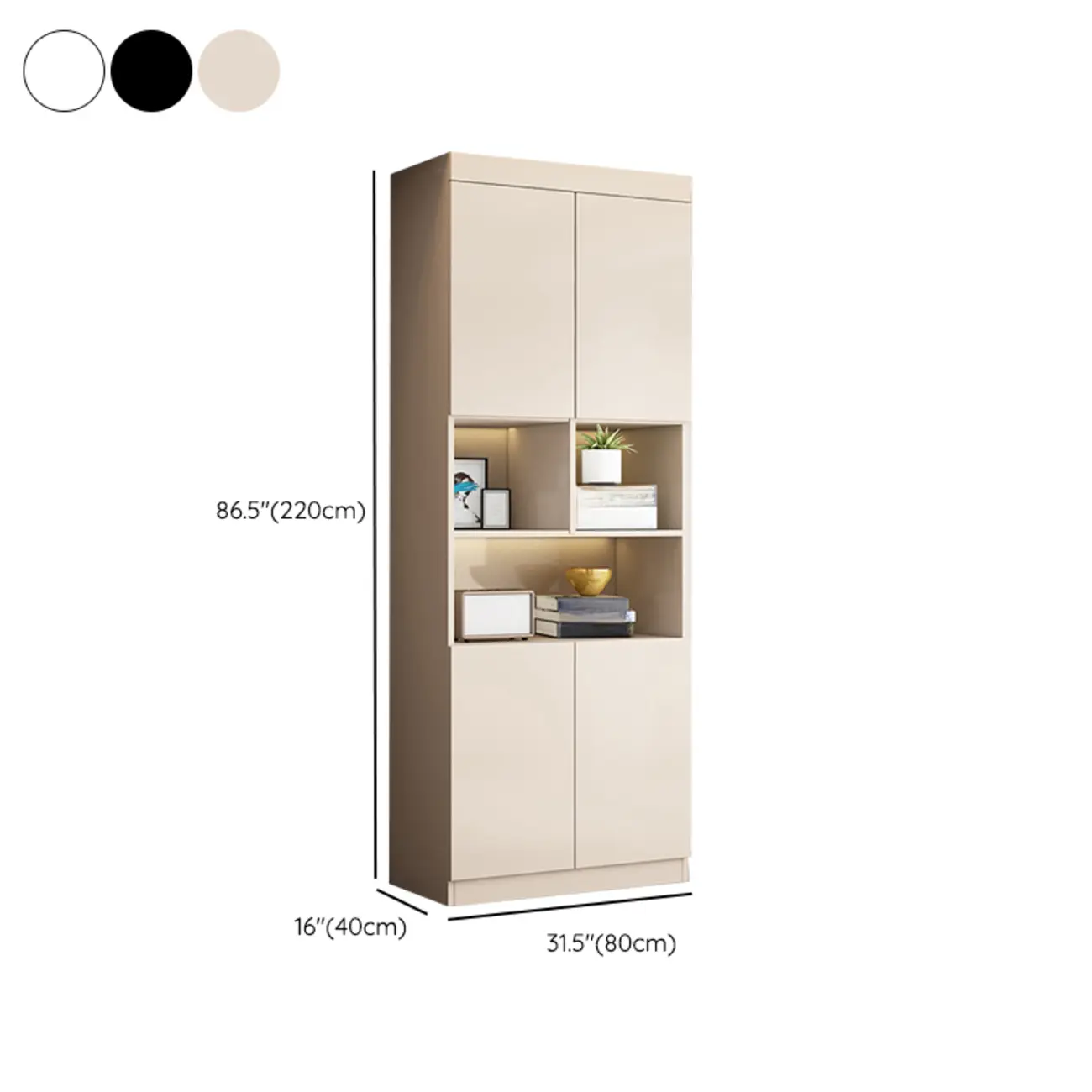 Elegant Freestanding Wooden Display Cabinet with Glass Shelves #size