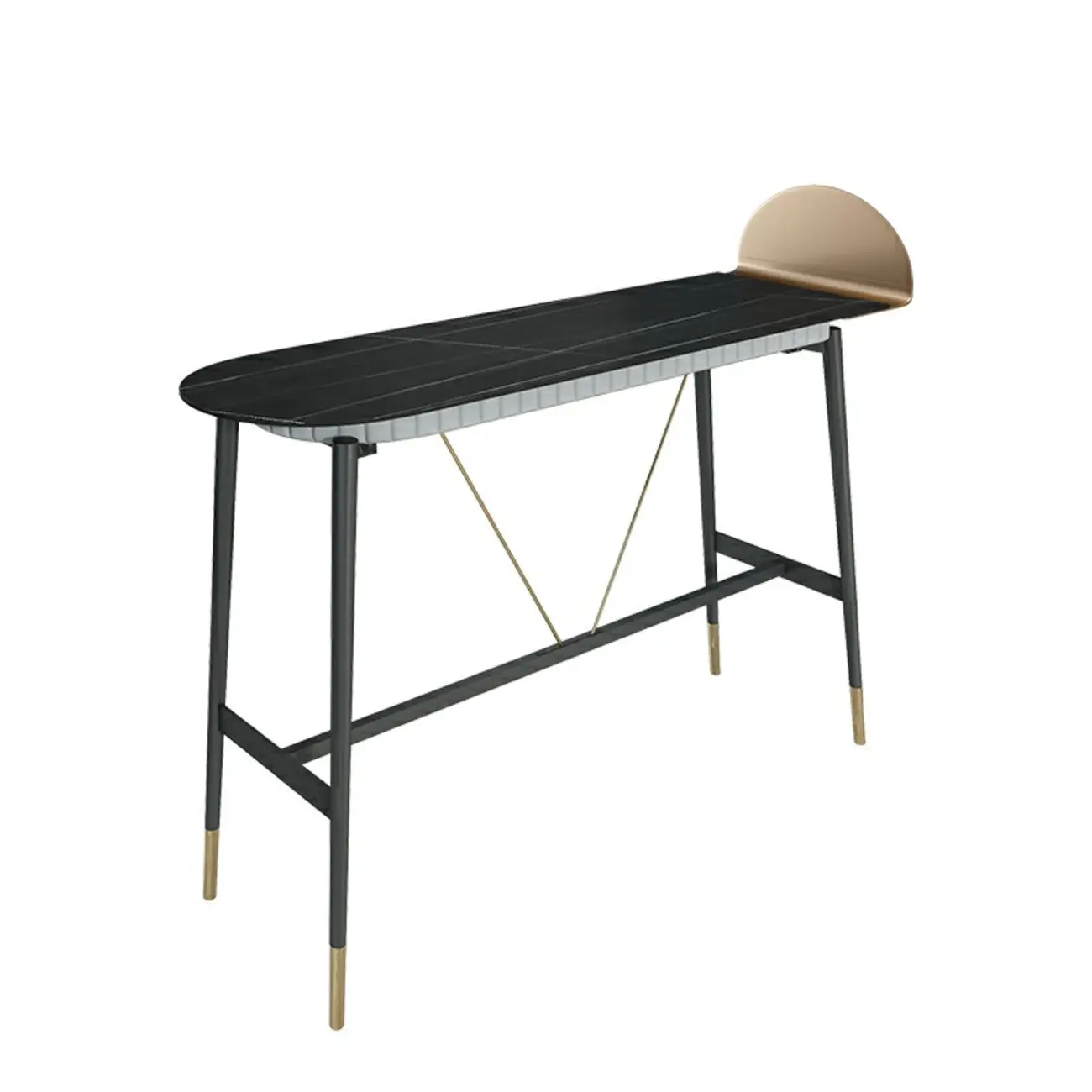 Designer Black Metal Bar Table with Gold Footrest for Modern Home Image - 2 | homeyfad