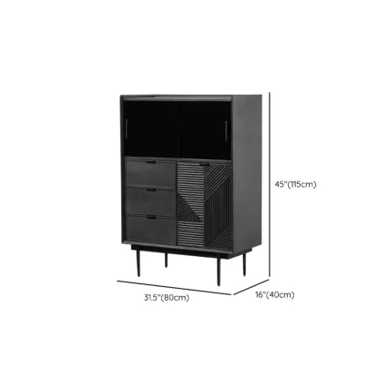Modern Black Rectangle Cabinet for Living Room with Drawers Image - 16