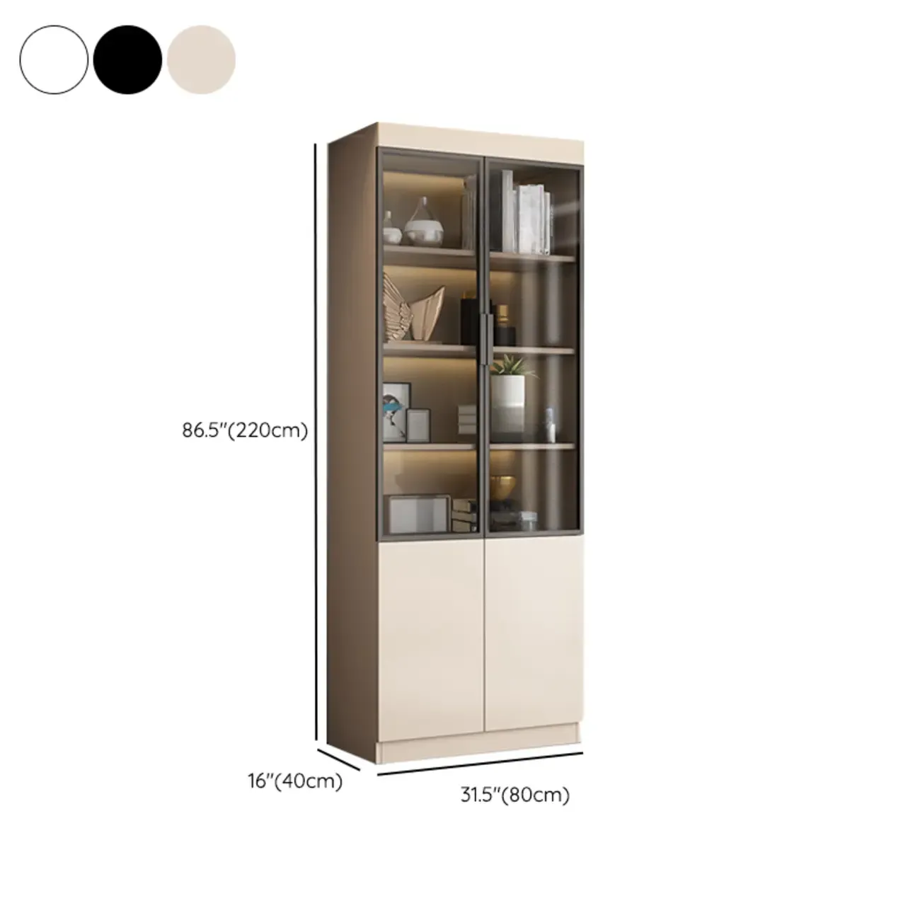 Modern Wooden Display Cabinet with Glass Shelves Image - 29