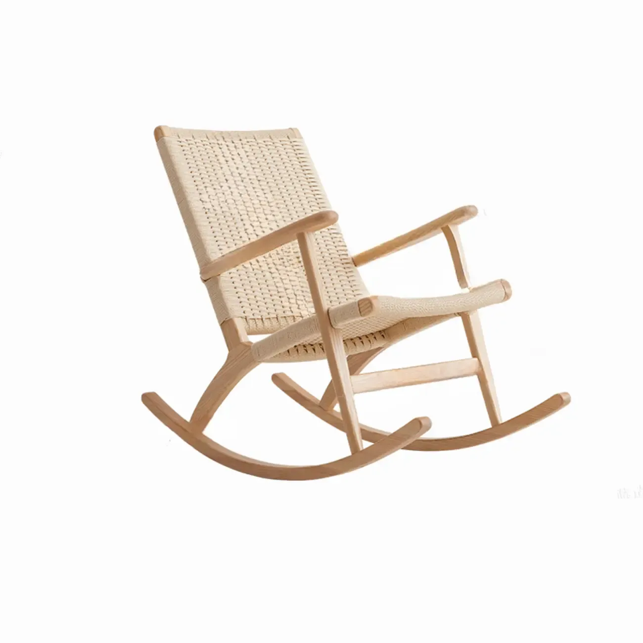 Natural Wooden Rocking Chair with Track Arms for Living Room Image - 6