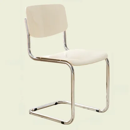 Simple Metal Armless Dining Chair in Yellow Solid Back Image - 2