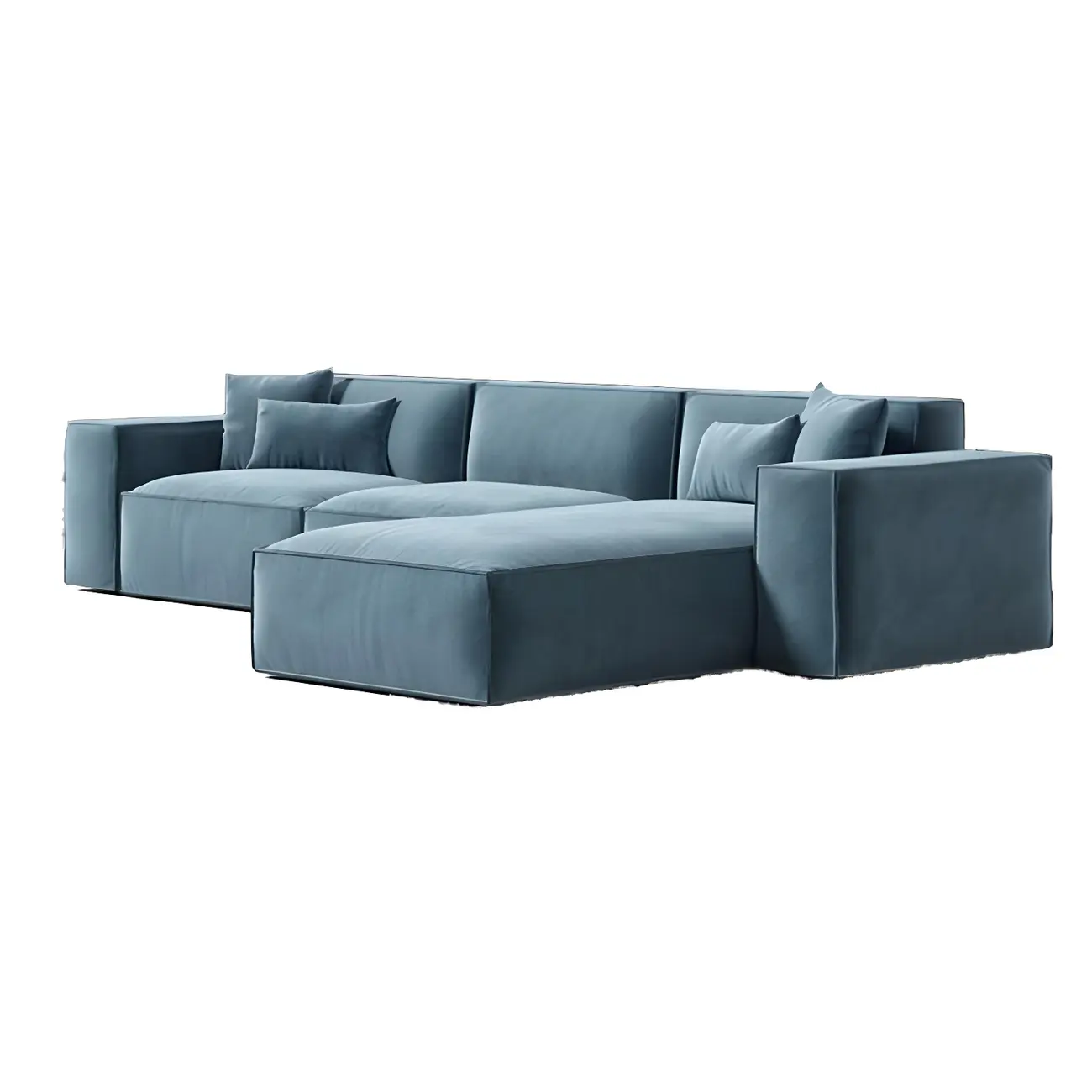 Scandinavian 4-seat Blue Sectional Sofa with Cotton Image - 2 | homeyfad
