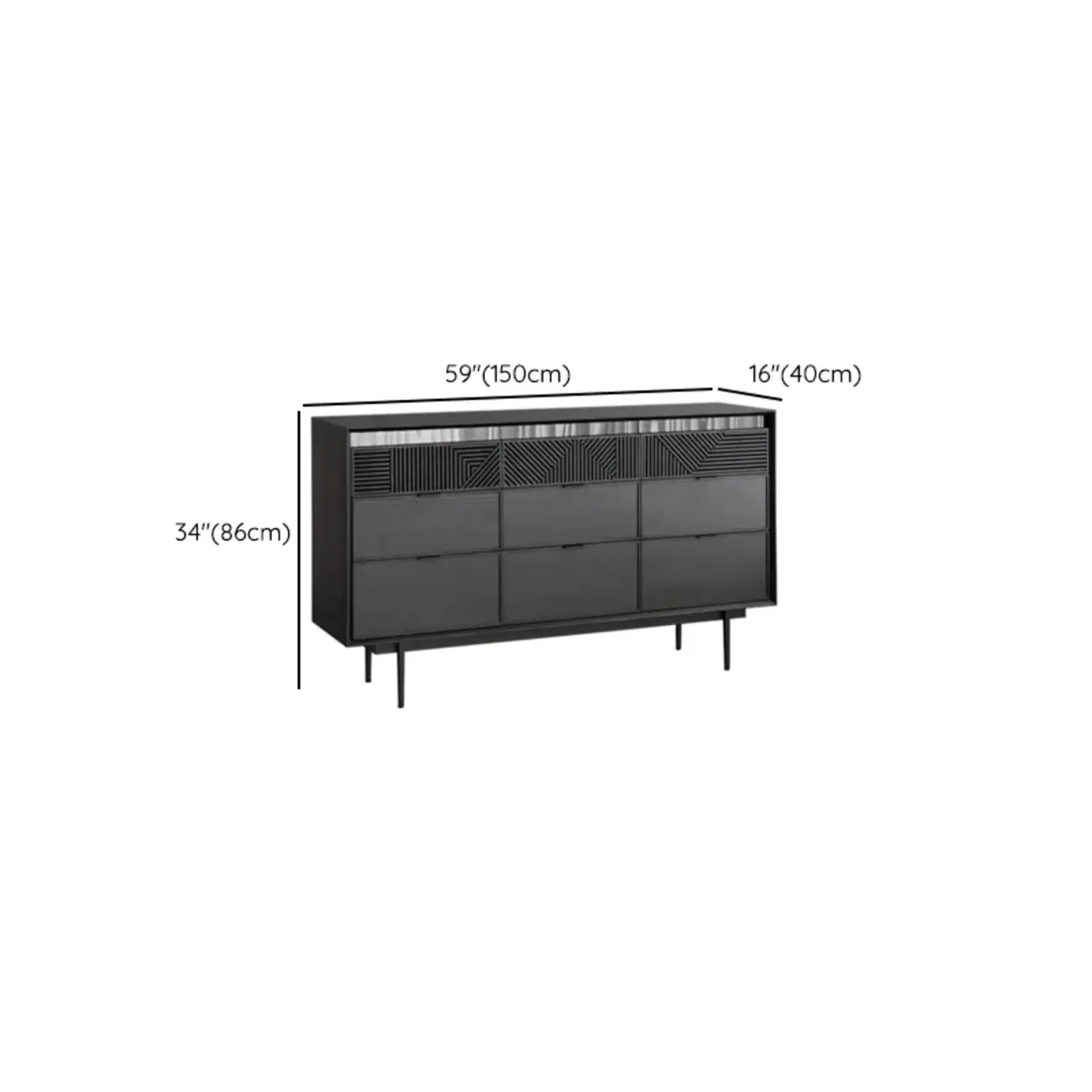 Modern Black Rectangle Cabinet for Living Room with Drawers Image - 18
