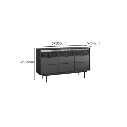 Modern Black Rectangle Cabinet for Living Room with Drawers Image - 18