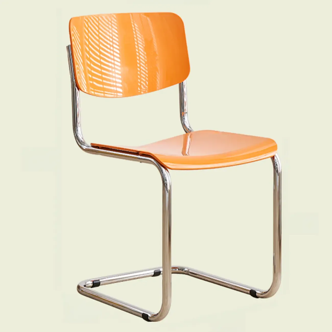 Simple Metal Armless Dining Chair in Yellow Solid Back Image - 3